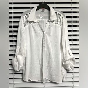 🛍️Krazy Kitty  Roll-Up Sleeve Button Down Shirt Size 3X